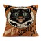 4 Pieces Linen Throw Pillow Covers 18x18 Inch Vintage Halloween Scaredy Cats Pumpkins Skeletons Home Decor Pillowcase Square Cushion Covers for Sofa Bed Couch